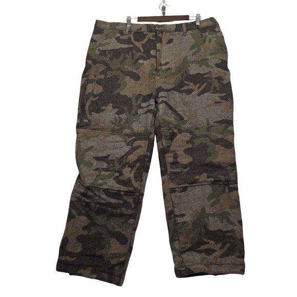 Cabela's Men's 100% Wool Hunting Pants Outfitter Camo Lined Warm 44 Reg 44 x 27